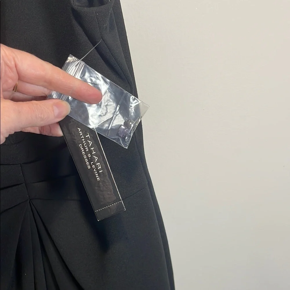 Tahari ASL Cocktail Dress Embellished Neck Ruched Size 14 nwt - Picture 8 of 13